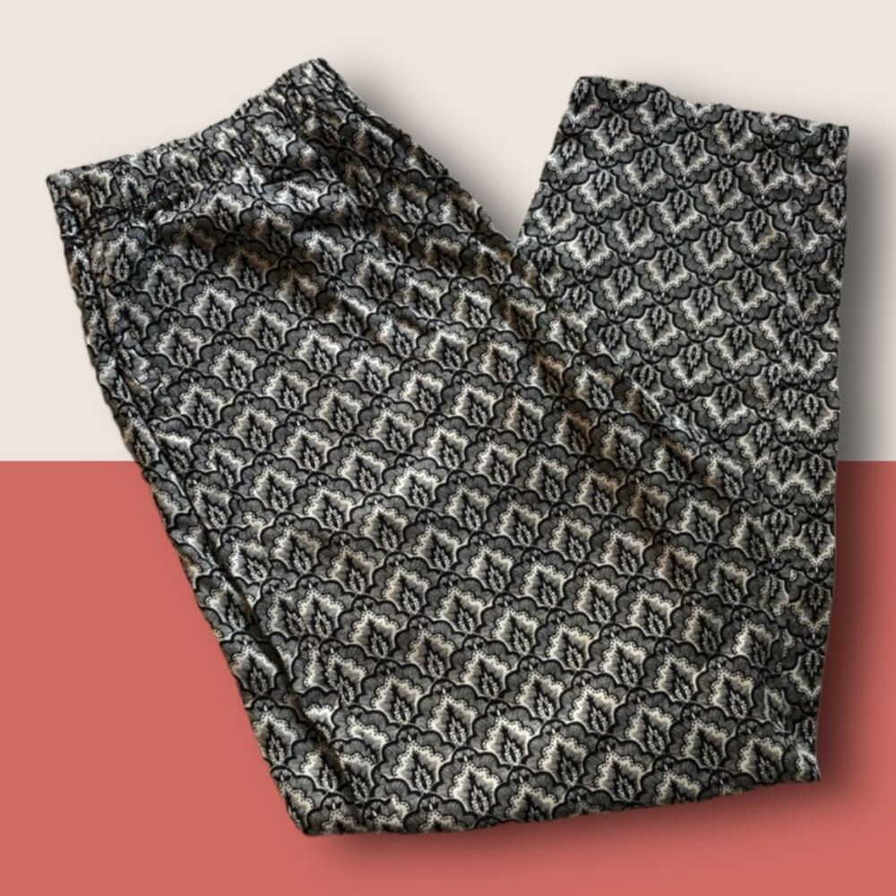 🖤 SIZE 10 H+M BLACK WHITE PATTERN SOFT VACATION HAREM PAJAMA STYLE PANTS